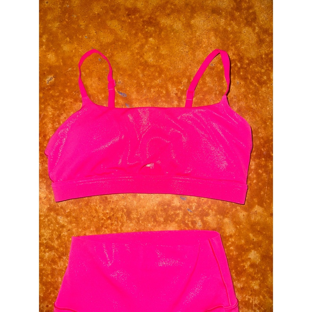 Aerie Activewear Set Sports Bra and High Waisted Cropped Leggings Neon 2 Piece - Picture 2 of 5